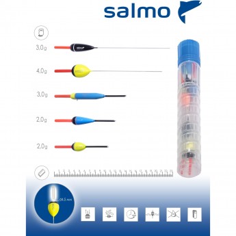 Поплавки SALMO ДЕНЬ/НОЧЬ в тубусе, 5 шт.